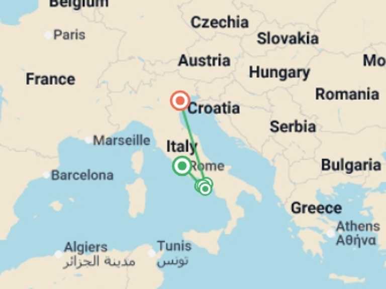 Map of Europe Tour with 6 destination visits for the trip: Italy Island Hopping: Capri & Ischia