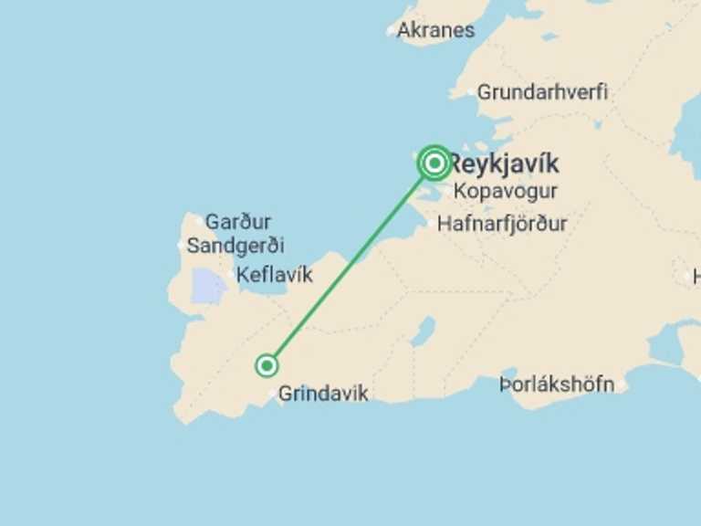 Map itinerary of Northern Europe Tour in August 2026 with 2 destination visits for the trip: Reykjavik Iceland and Solar Eclipse Adventure at Sea