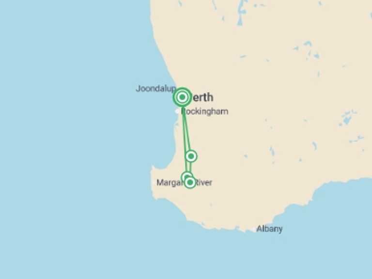 Map of Oceania Tour with 4 destination visits for the trip: Hike the Bibbulmun Track: Donnelly River to Balingup
