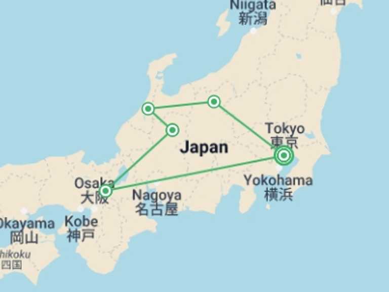 Map itinerary of Kyoto Tour in March 2026 with 5 destination visits for the trip: Explore Japan's Winter Charm with Snow Monkey