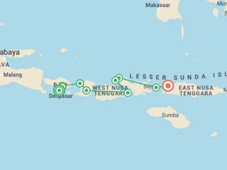 Map of Indonesia Tour with 10 destination visits for the trip: Bali & Beyond