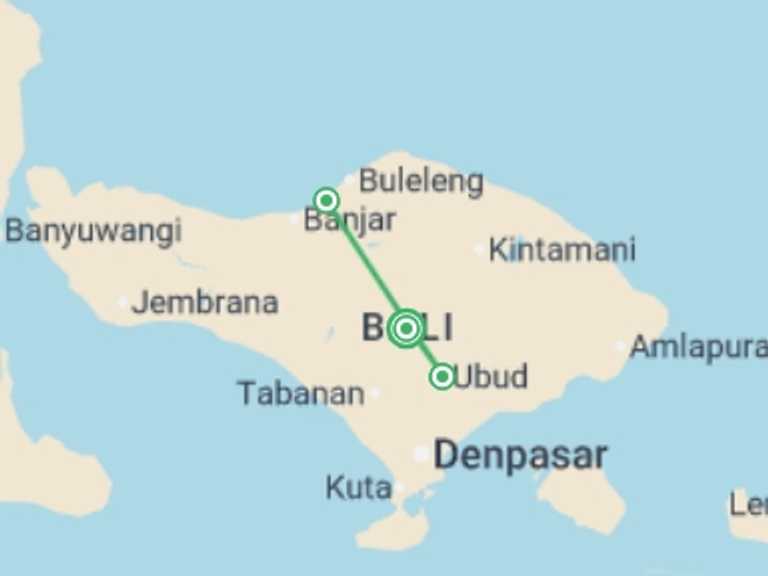 Map itinerary of Asia Tour in February 2027 with 3 destination visits for the trip: Indonesia’s Bali Island: See & Experience it all in 7 days