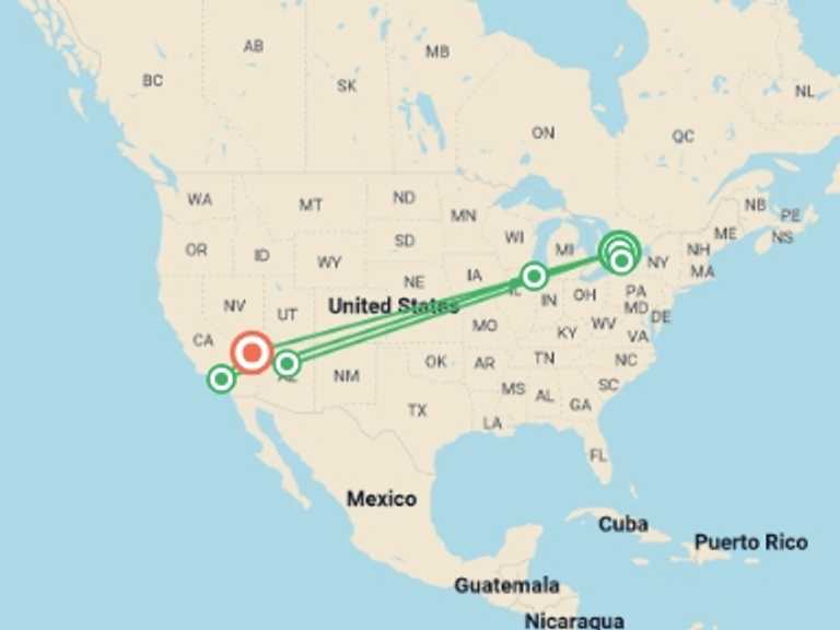Map of Chicago City sightseeing Tour with 7 destination visits for the trip: Toronto, Niagara, and Chicago with Western Classics ending Las Vegas