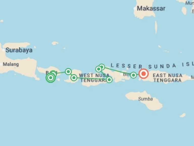 Map itinerary of Asia Tour in April 2027 with 10 destination visits for the trip: Bali & Beyond