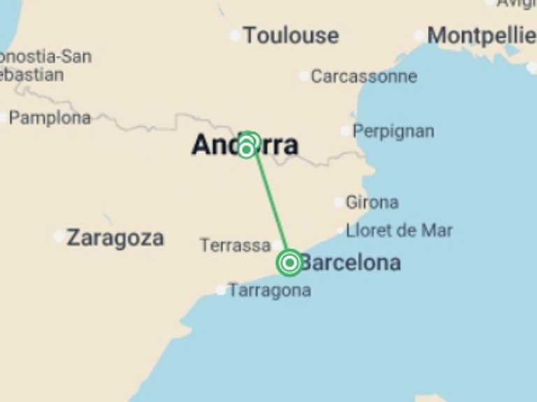 Map of Spain Tour with 5 destination visits for the trip: Walking in the Pyrenees