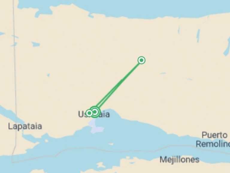 Map of South America Tour with 3 destination visits for the trip: 6-day Ushuaia Soft Adventure