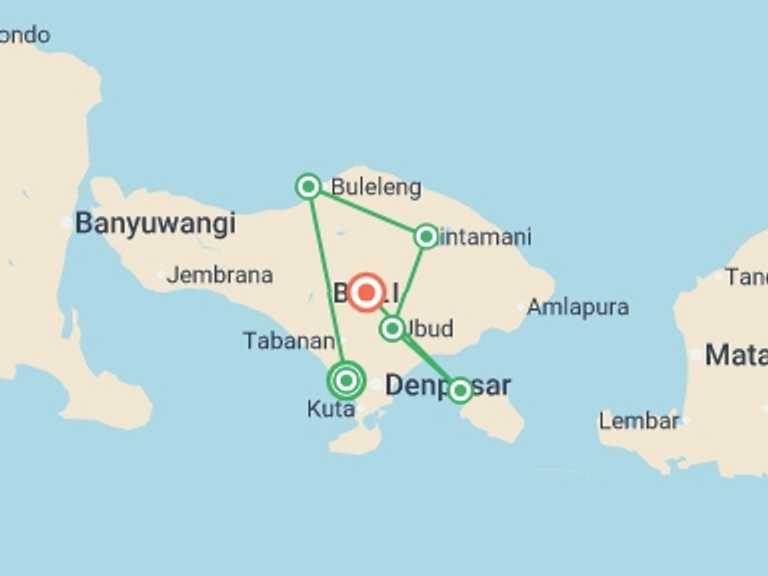 Map of Asia Tour with 6 destination visits for the trip: Bali to Lembongan: Island Hopping Bliss