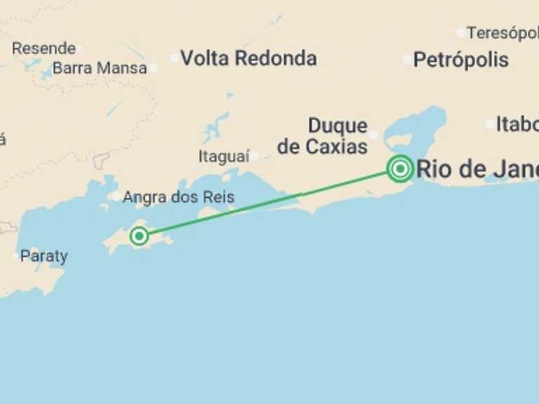 Map of a Honeymoon Tour with 2 destination visits for the trip: Ilha Grande Experience 4D/3N