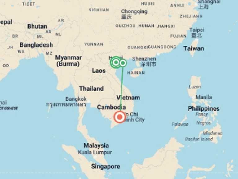 Map of Hanoi Cultural, religious and historic sites Tour with 4 destination visits for the trip: Vietnam Essence Discovery In 7 Days