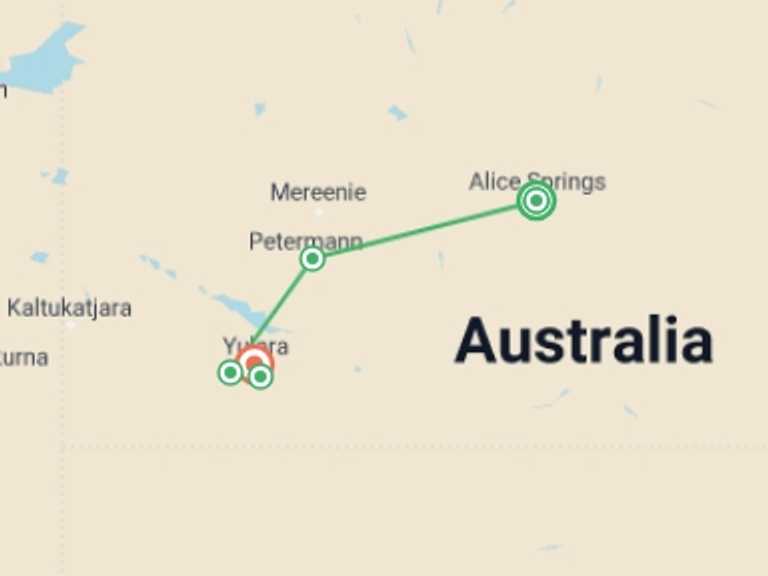 Map of Yulara Tour with 3 destination visits for the trip: Best of Uluru & Kings Canyon