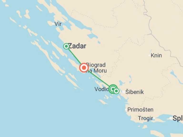 Map of Croatia Tour with 3 destination visits for the trip: Dalmatia Discovered - 8 days