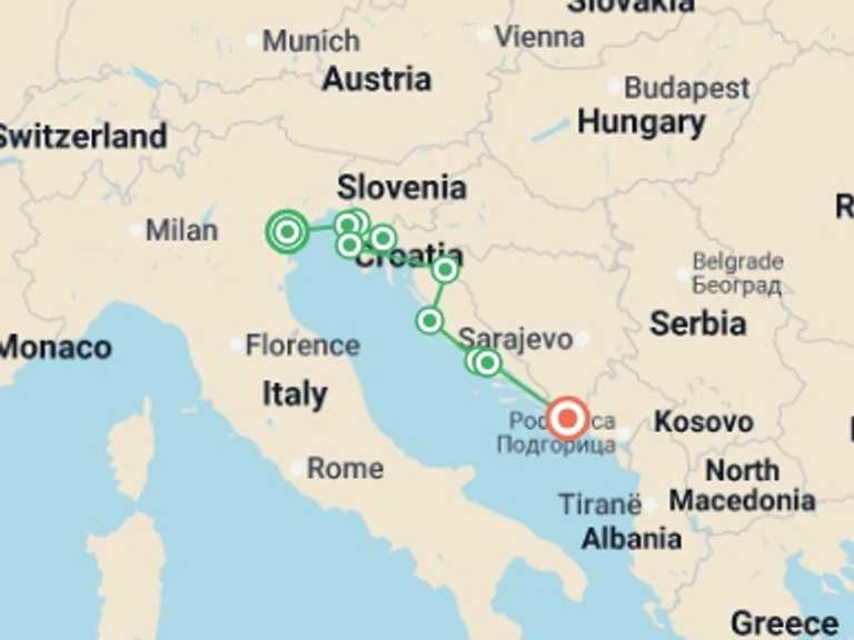 Map itinerary of Split Tour in November 2025 with 6 destination visits for the trip: Pearls of the Adriatic: A Small Group Escape