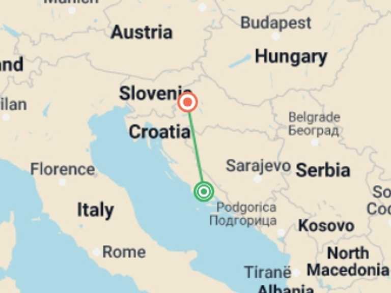 Map itinerary of Zagreb Tour in October 2026 with 2 destination visits for the trip: Split And Zagreb, Private Tour