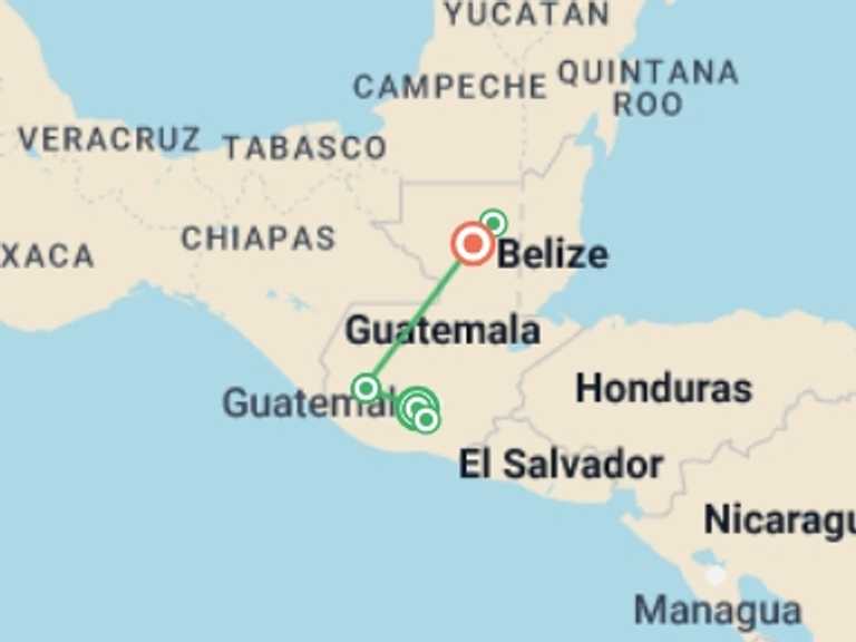 Map itinerary of Antigua Tour in Summer with 5 destination visits for the trip: Discover Guatemala