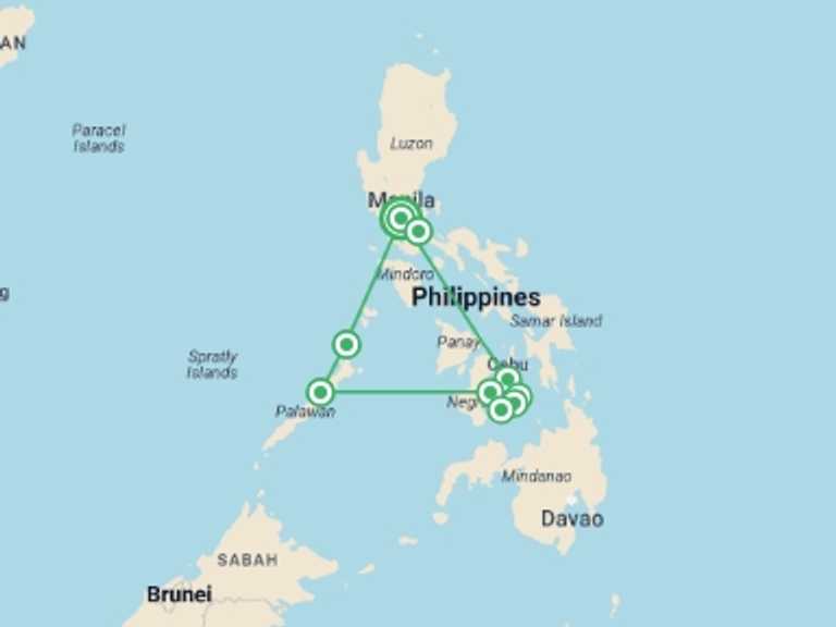 Map of a Zip lining Tour with 10 destination visits for the trip: Island Odyssey: 13 Days of Philippines' Wonders