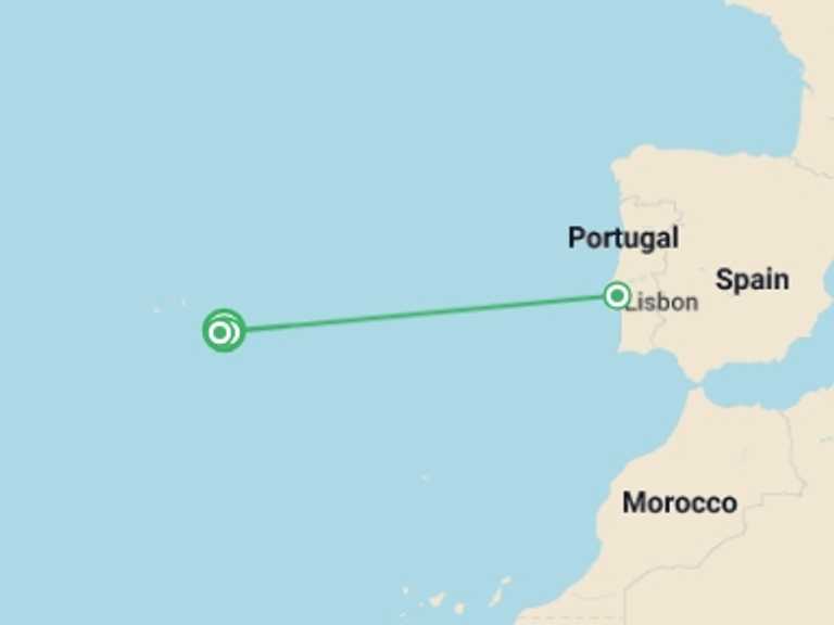 Map itinerary of Europe Tour in Spring with 5 destination visits for the trip: Azores Adventure