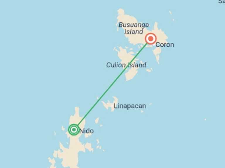 Map itinerary of Asia Tour in July 2026 with 2 destination visits for the trip: Philippines’ Palawan: See & Experience it ALL in 7 days