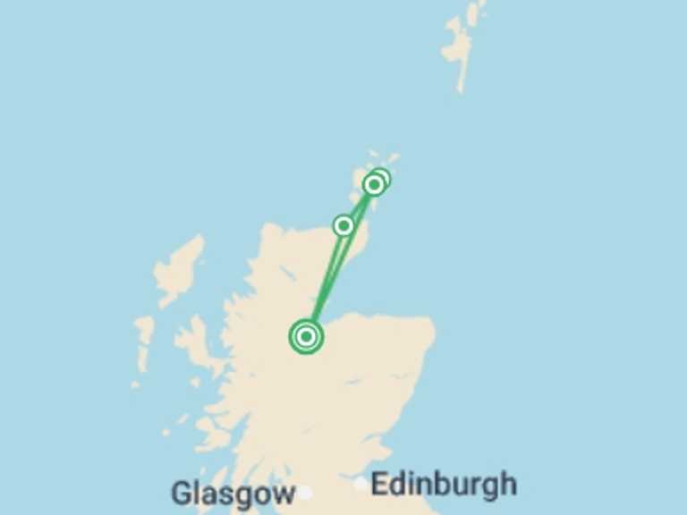 Map of Europe Tour with 3 destination visits for the trip: Scotland's Orkney Islands