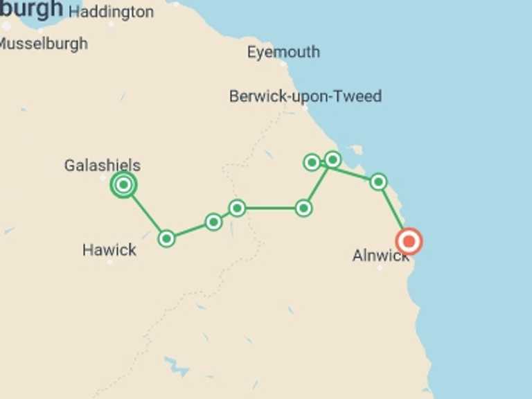 Map of Europe Tour with 9 destination visits for the trip: St. Cuthbert's Way