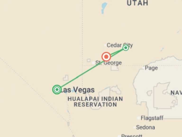 Map itinerary of USA Tour in Fall with 3 destination visits for the trip: Grand Canyon Express - 3 days