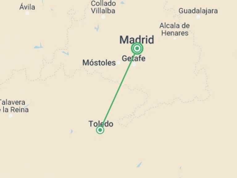 Map of Spain Tour with 1 destination visits for the trip: Madrid: Cultural Experience With Toledo Half-day Tour, City Break