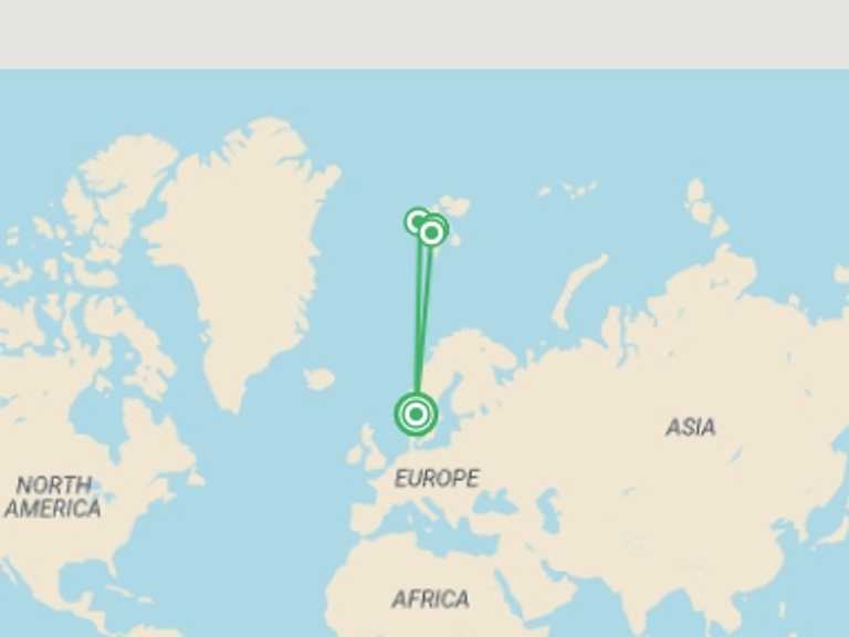 Map of Europe Tour with 4 destination visits for the trip: Svalbard: North to the Midnight Sun (Ocean Albatros)