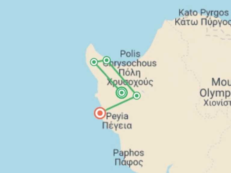 Map of a Walking Tour with 6 destination visits for the trip: Cyprus Winter Walking