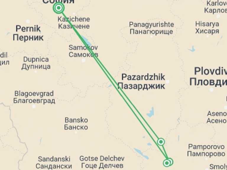 Map of a Wildlife Tour with 2 destination visits for the trip: Bulgaria: Realm of the Brown Bear