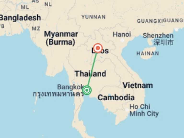 Map itinerary of Ayutthaya Tour in October 2025 with 3 destination visits for the trip: Discover the Cultural Treasures of Thailand and Laos