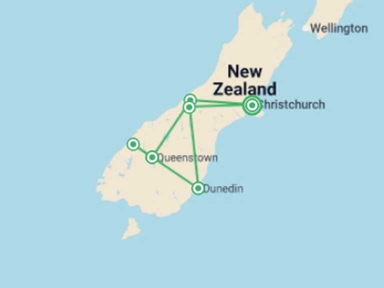 Map of a Adventure Tour with 6 destination visits for the trip: Southern Spectacular
