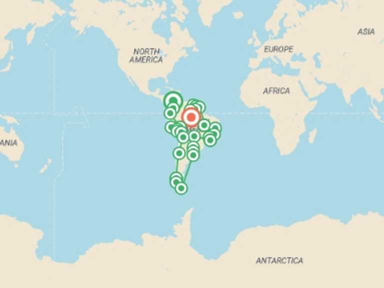Map itinerary of Buenos Aires Tour in September 2026 with 31 destination visits for the trip: Cartagena To Manaus Inc. Guianas