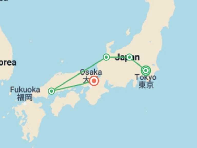 Map itinerary of Kyoto Tour in September 2027 with 5 destination visits for the trip: Journeys: Iconic Japan