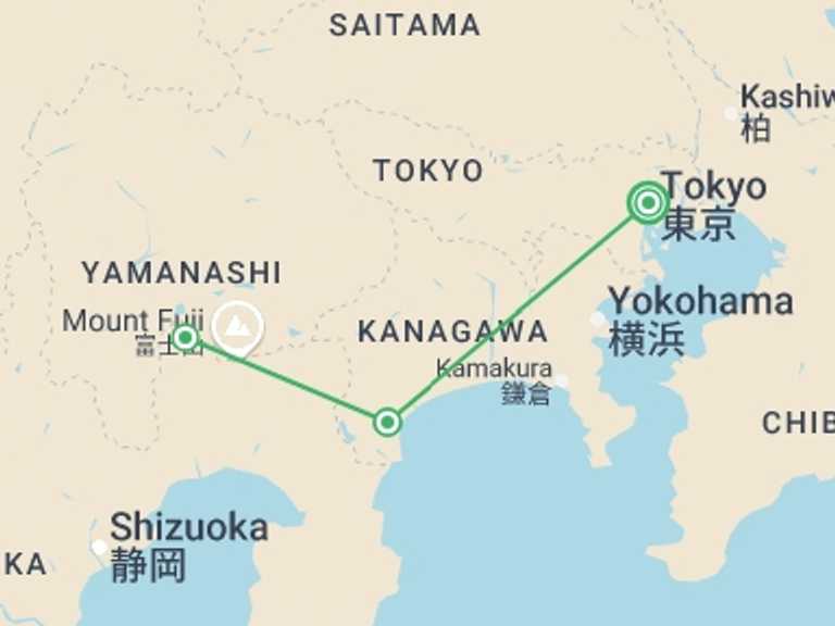 Map of Tokyo Cultural, religious and historic sites Tour with 2 destination visits for the trip: Hakone Discovery, Gateway to Mt. Fuji 3D/2N