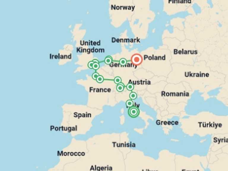 Map itinerary of London Tour in Winter with 10 destination visits for the trip: Around Europe