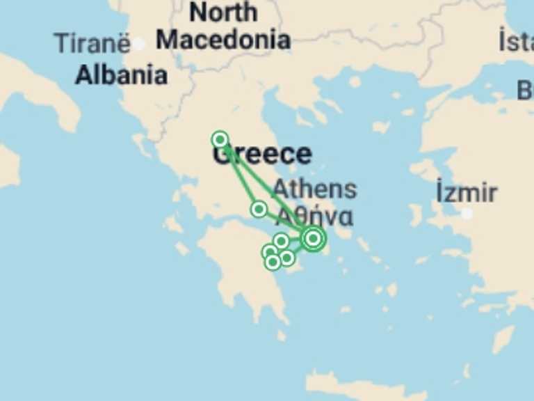 Map itinerary of Athens Tour in October 2026 with 2 destination visits for the trip: Go Local - Highlights Of Greece