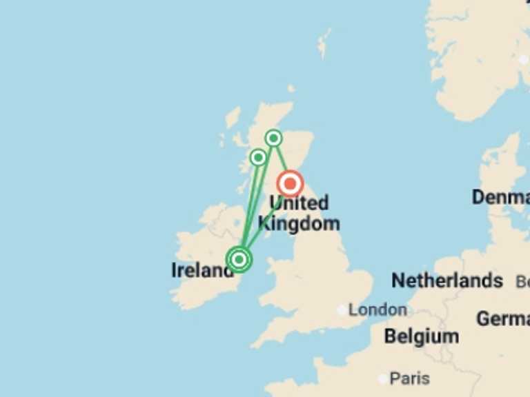 Map itinerary of Inverness Tour in Spring with 4 destination visits for the trip: Best of Ireland & Scotland