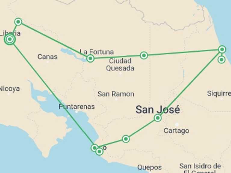 Map of San Jose Active and outdoor Tour with 9 destination visits for the trip: Ultimate Escape