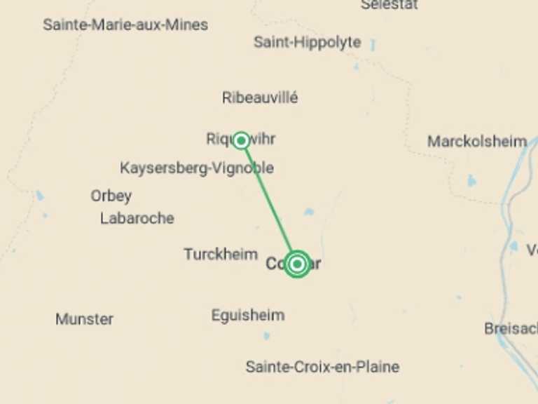 Map of Strasbourg Cruise Tour with 4 destination visits for the trip: Enchanting Christmas Markets along Alsatian Canals (port-to-port cruise)