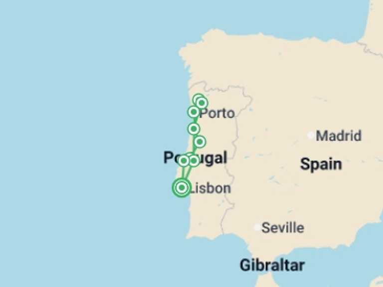 Map of Europe Tour with 3 destination visits for the trip: Northern Portugal