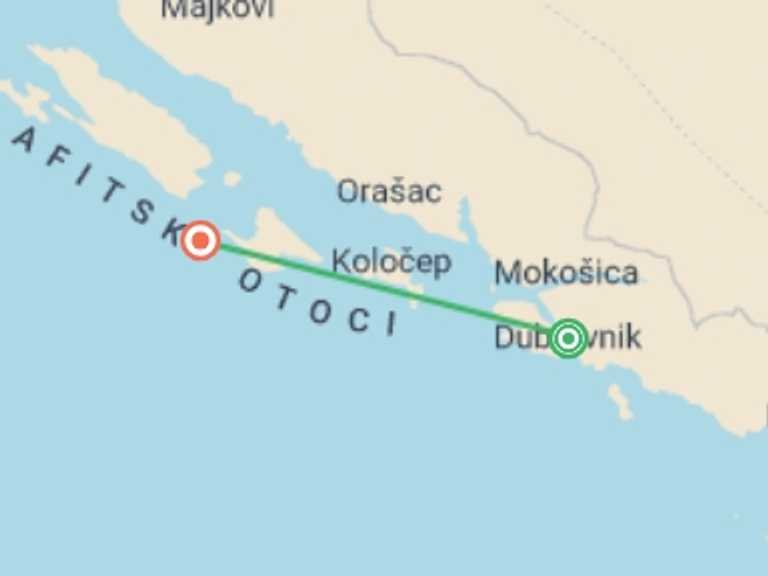 Map itinerary of Europe Tour in July 2026 with 2 destination visits for the trip: Family Dubrovnik and Croatian Islands Adventure