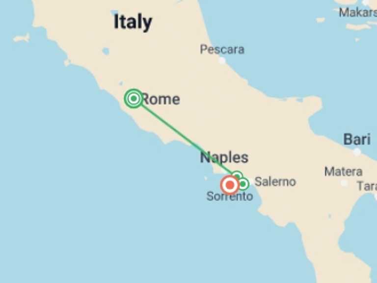 Map of Italy Tour with 5 destination visits for the trip: Italy Family Holiday