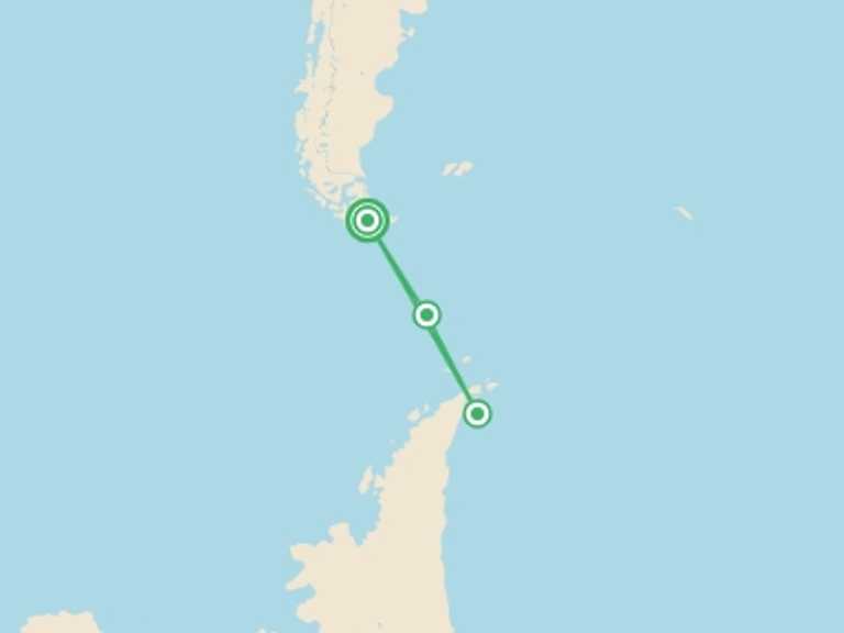 Map of South America Tour with 3 destination visits for the trip: Antarctic Peninsula: A Rare Exploration of the Weddell Sea