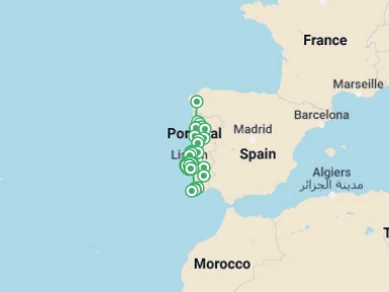 Map itinerary of Lisbon Tour in December 2025 with 6 destination visits for the trip: The Best Of Portugal