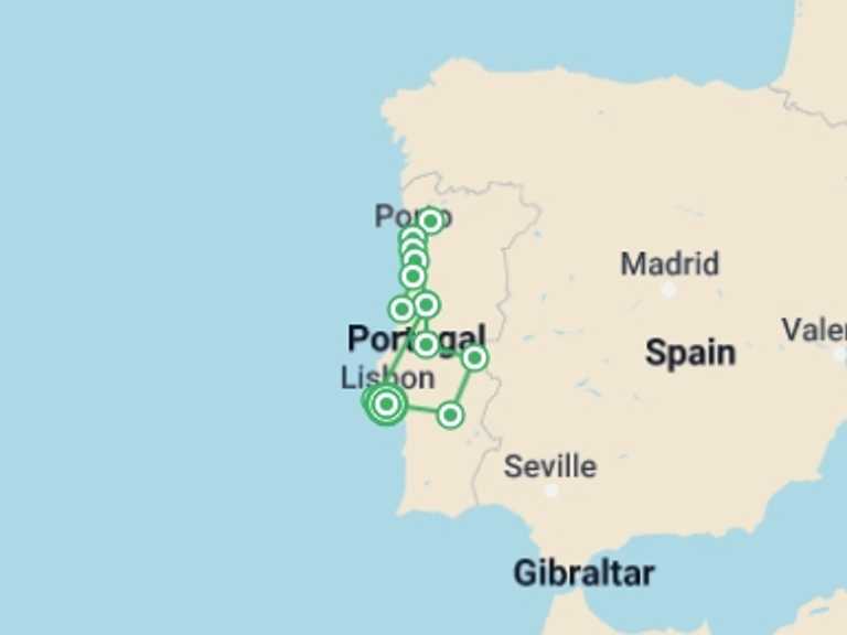 Map itinerary of Lisbon Tour in December 2025 with 4 destination visits for the trip: Portugal Discovery, Self-drive