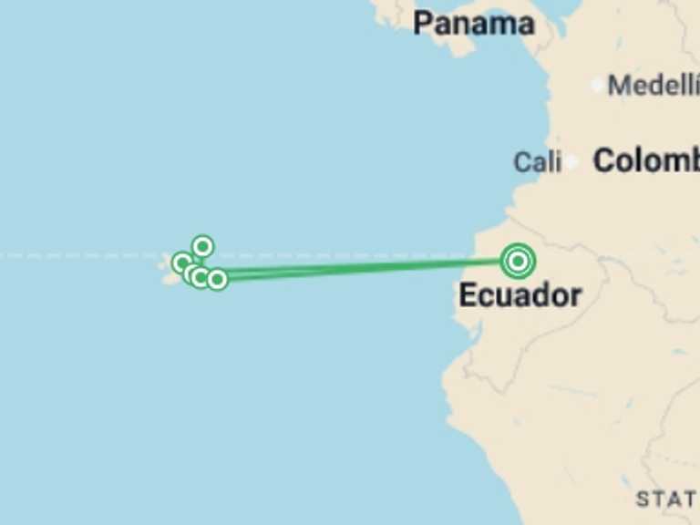 Map itinerary of Andes Tour in Spring with 6 destination visits for the trip: Galapagos Adventure: Northern Islands (Grand Daphne)