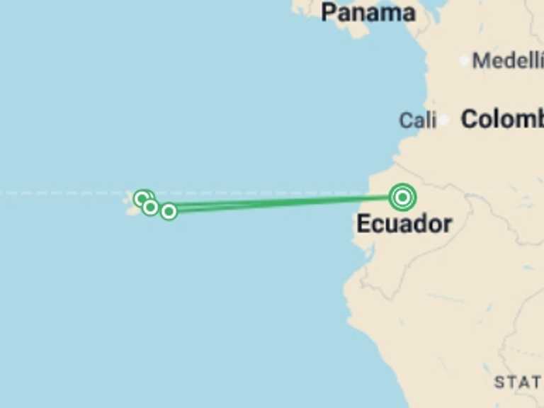 Map of Isla Santa Cruz Wildlife safaris and game drives Tour with 5 destination visits for the trip: Galapagos Encounter: Central Islands (Grand Queen Beatriz)