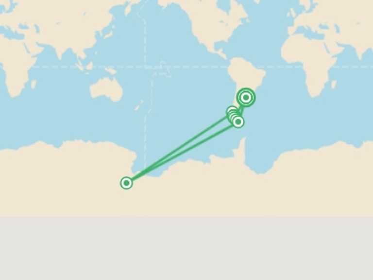 Map of Argentina Tour with 8 destination visits for the trip: Patagonia: Edge of the World featuring Argentina, Chile, and a 4-Night Patagonia Cruise