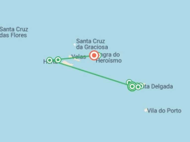 Map of Europe Tour with 4 destination visits for the trip: Wonders of the Azores - 11 days