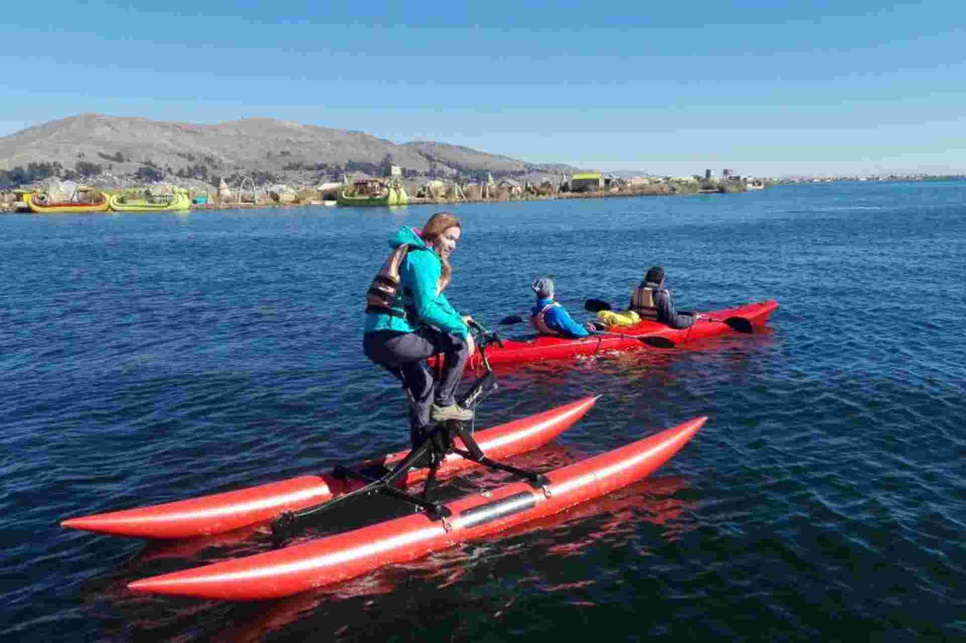 Water Bike to Uros Floating Islands at Lake Titicaca