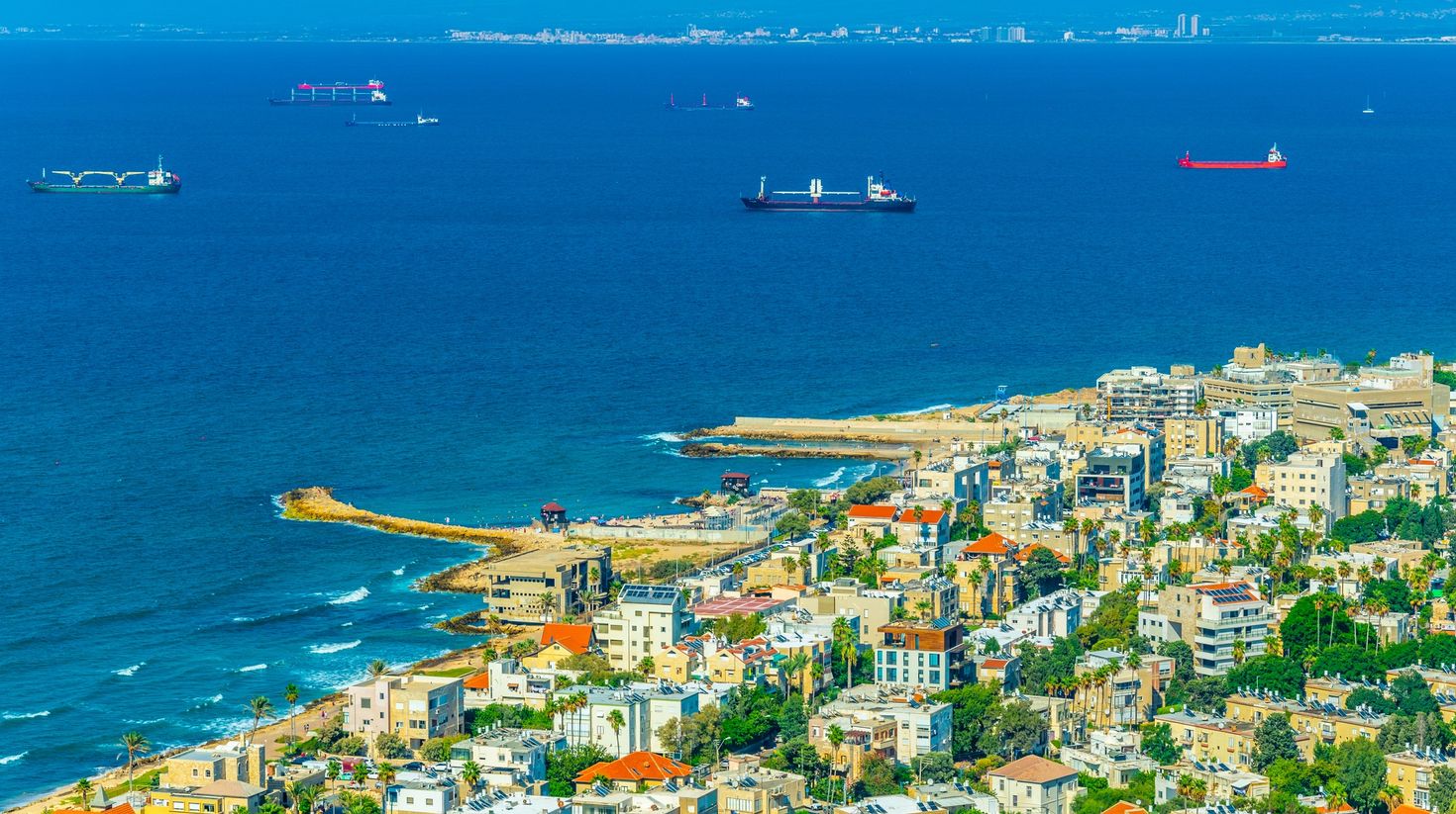 The aerial view of Haifa in Israel